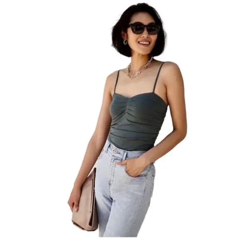 Express Dark Green Body Contour Top
